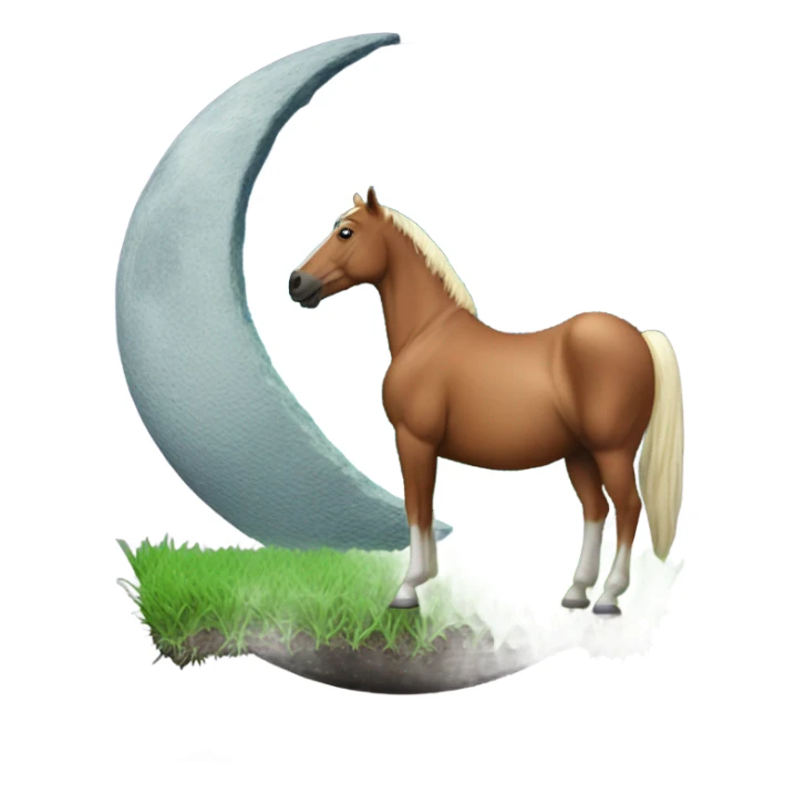 Horse eating grass on the moon sticker