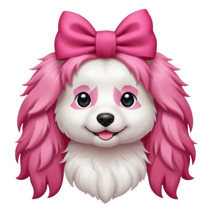 very red long haired white dog with a bow on hair sticker