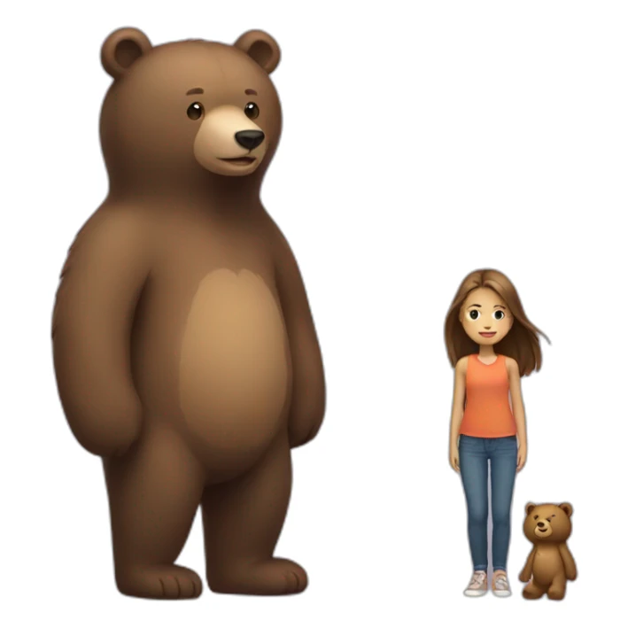 girl standing next to bear sticker