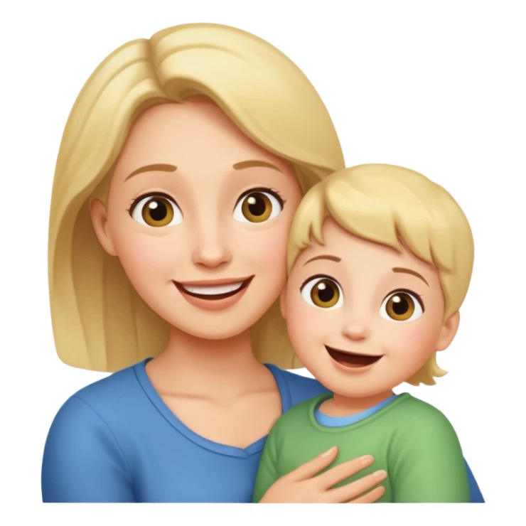 pleasanty surprised mother with child sticker