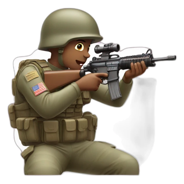 Soldier shooting bubble gum from a rifle sticker
