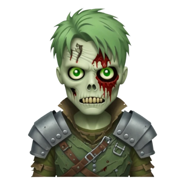 armoured zombie with hair sticker