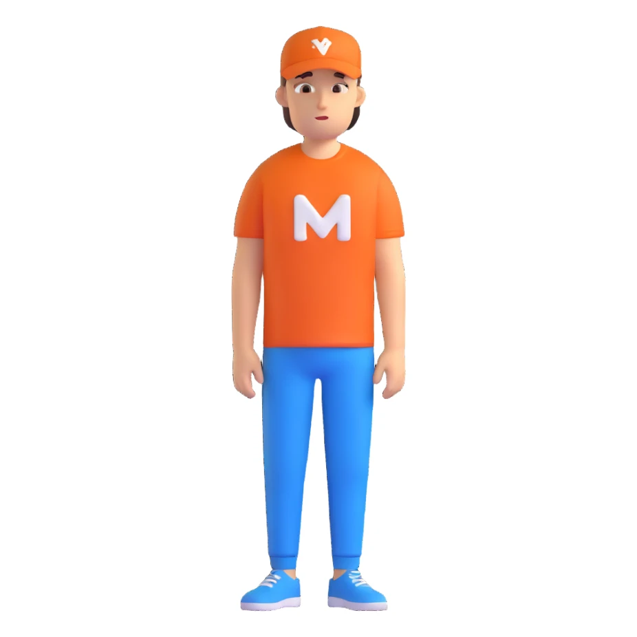 blue tee shirt with a small white logo on chest sticker