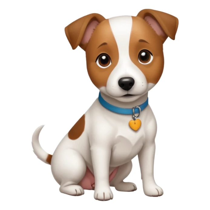 a white jack russell cross with a larger dog sticker