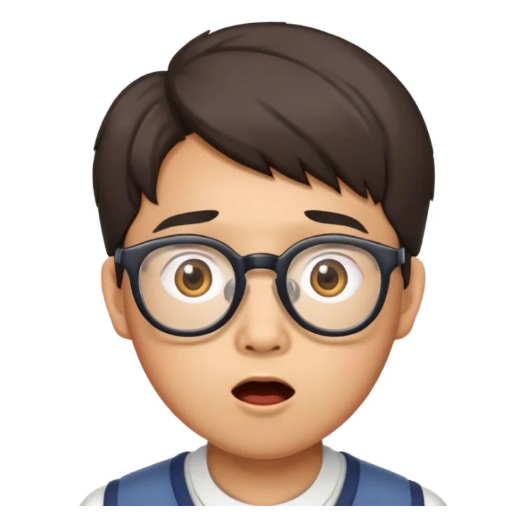 asian "Face with glasses, nerdy, surprised sticker