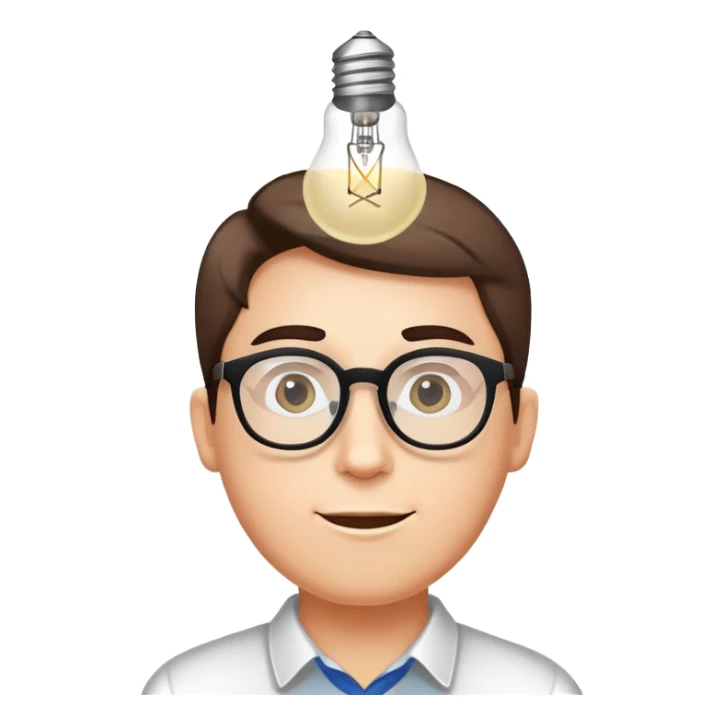 face with glasses and a lightbulb above the head, representing genius sticker