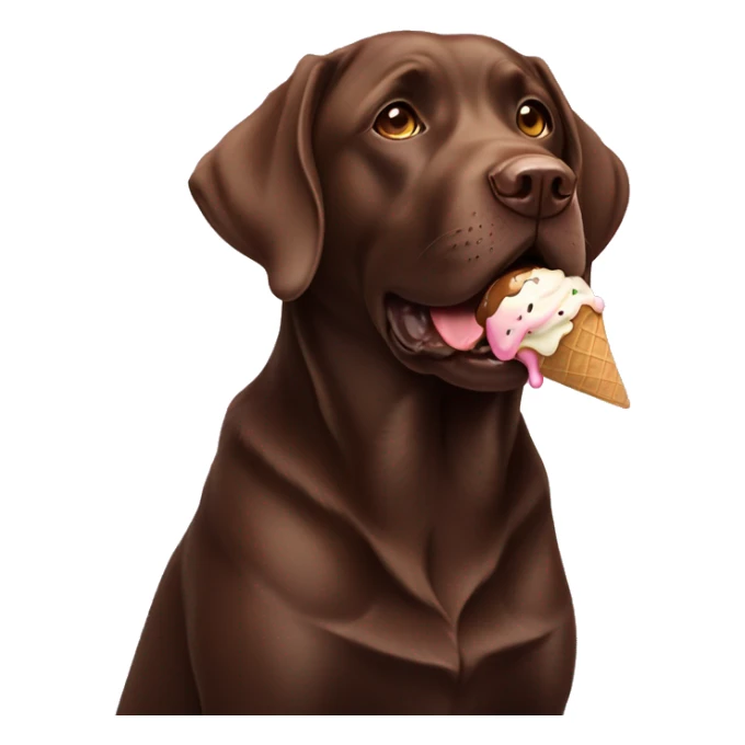 Chocolate Labrador with an ice cream  sticker