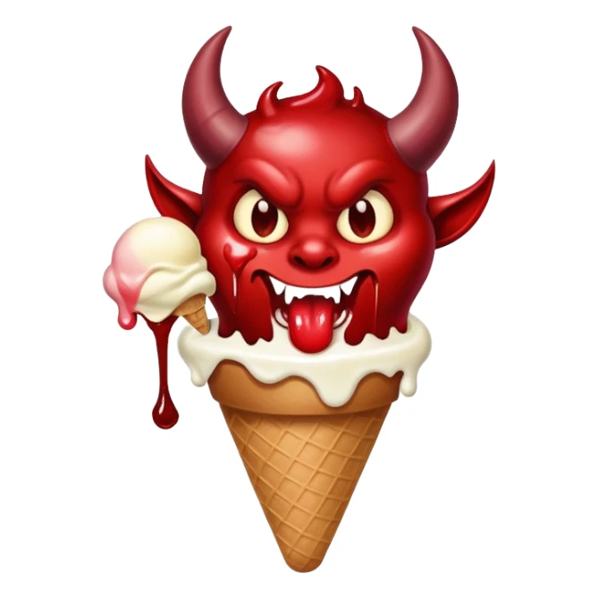 a demon licking an ice cream sticker