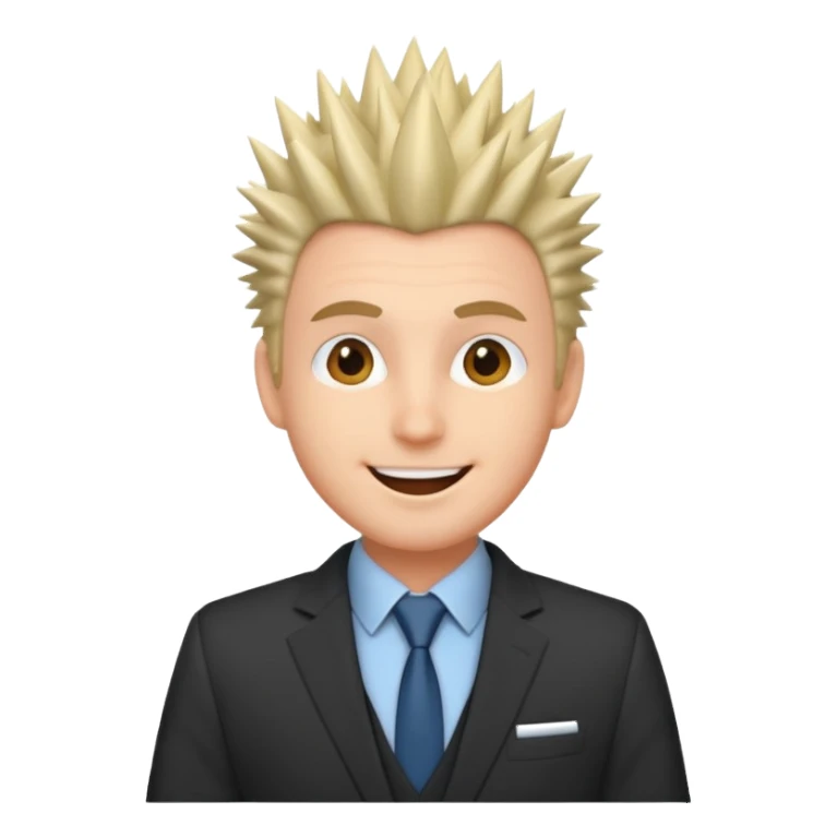 fat spiky haired happy man with suit sticker