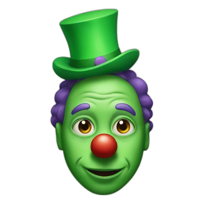 Clown with green face sticker
