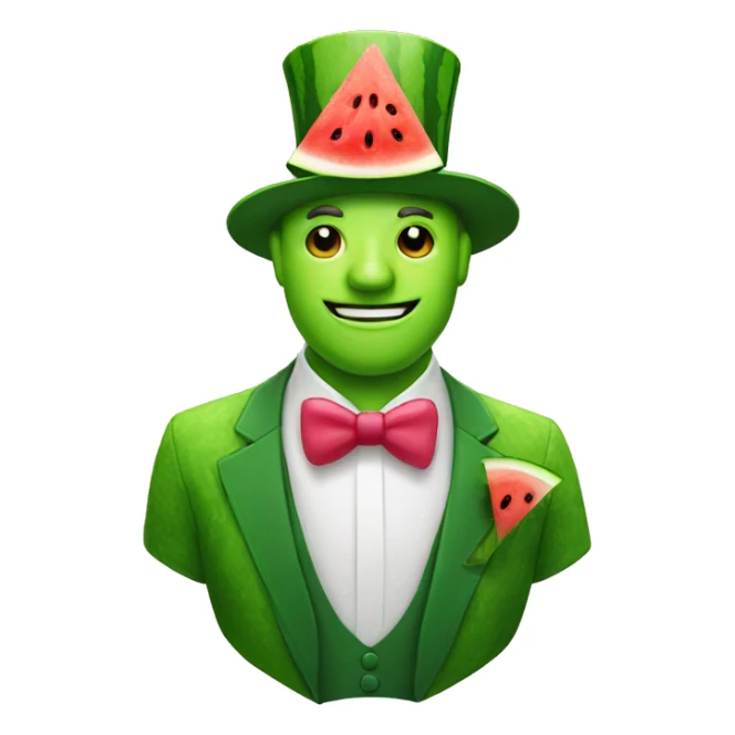 Green man with watermelon top hat and suit sticker