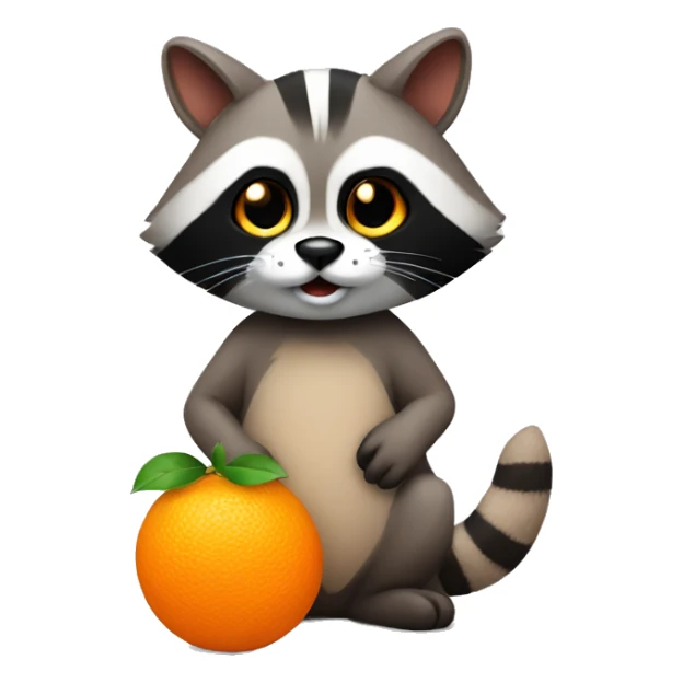Racoon holding an orange cat sticker
