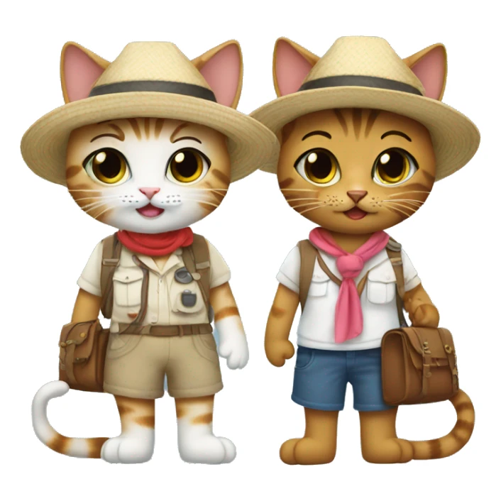 2 girl cats dressed up as tourists sticker