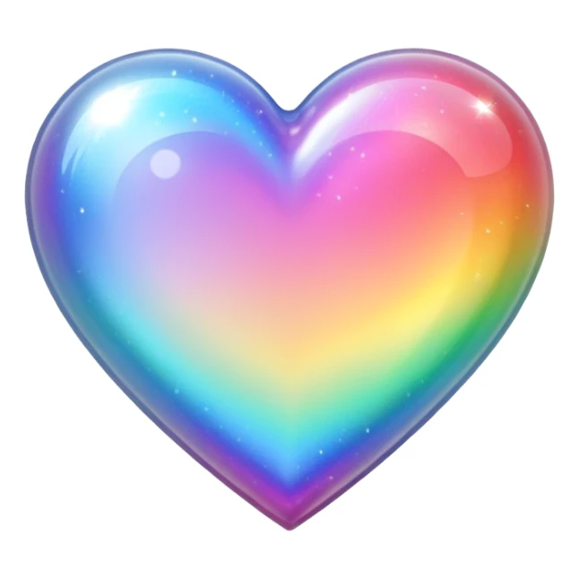rainbow heart with holographic shimmer sticker