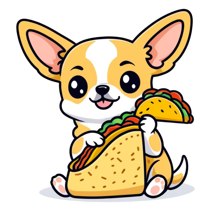 Chihuahua eating a taco  sticker