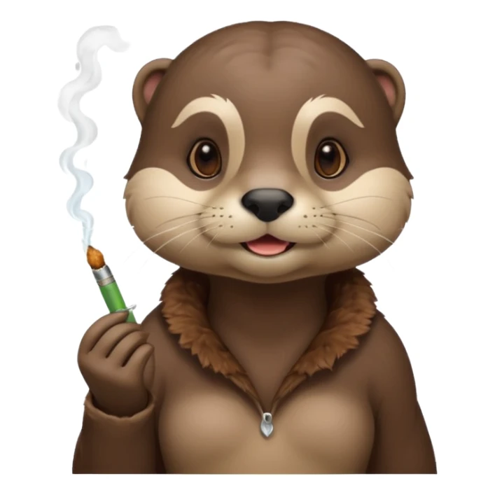 Cute female Otter smoking a while cannabis joint sticker