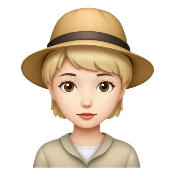 short haired girl with hat sticker