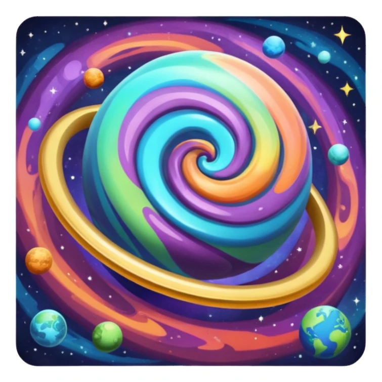 colorful planet with ring sticker