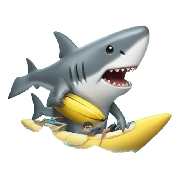 Shark with a banana boat sticker