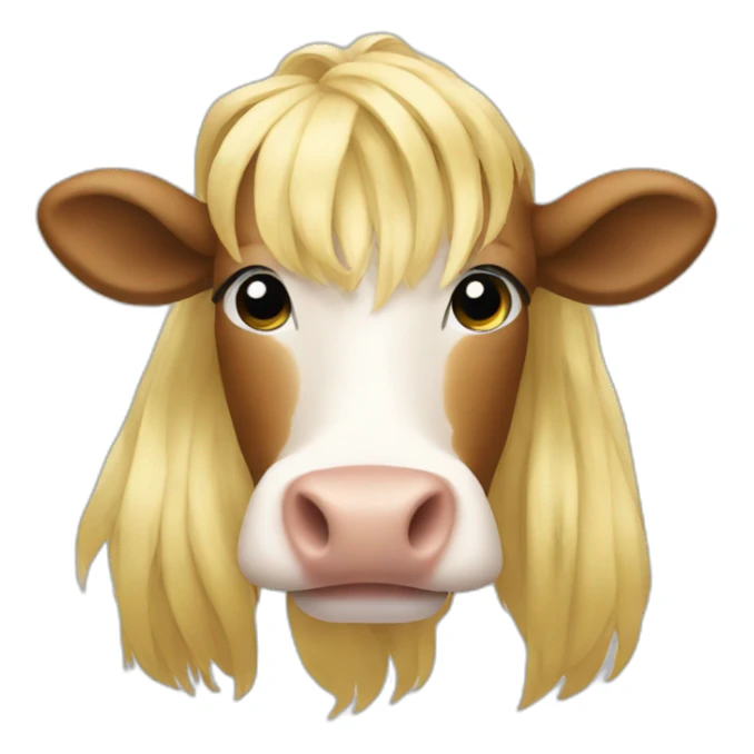 Cow with long blonde hair sticker