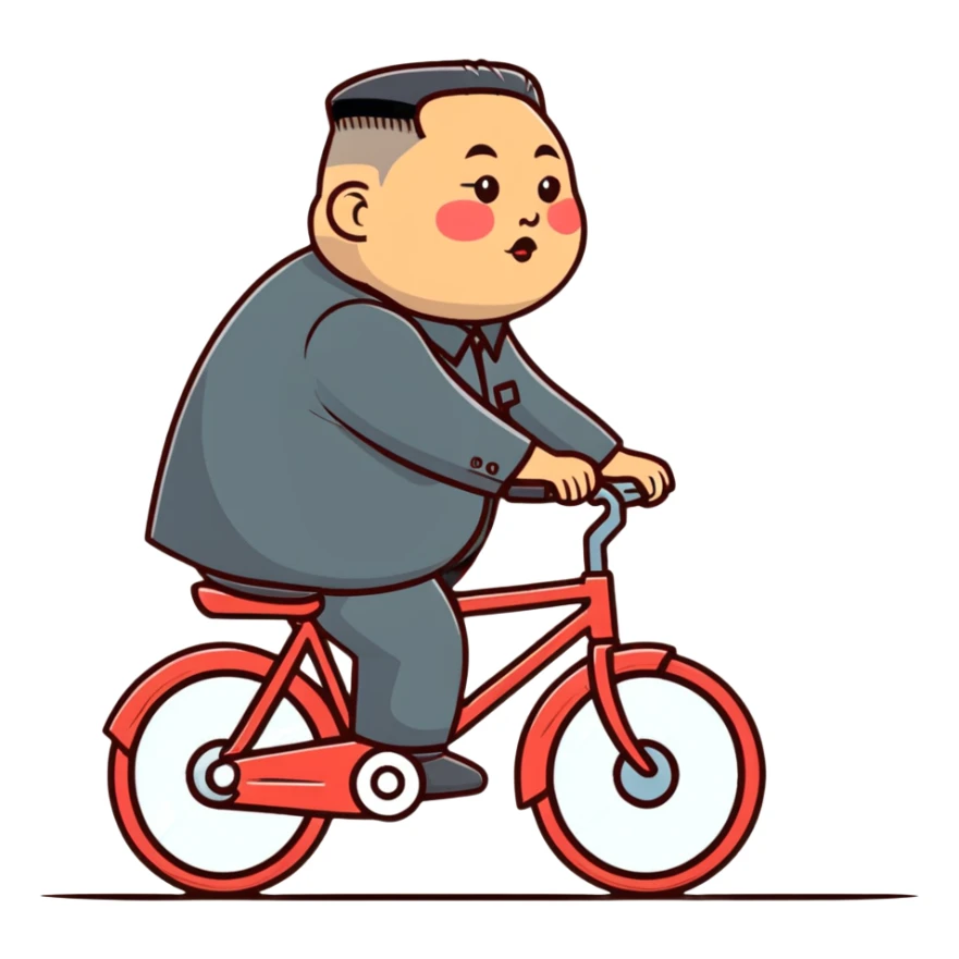Kim Jong Un riding a bicycle from side view sticker
