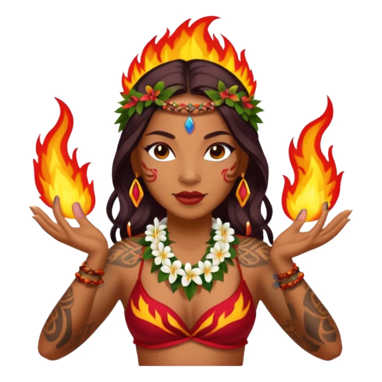hawaiian female fire dancer with tattoos sticker