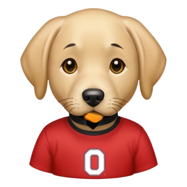 Yellow lab wearing Ohio State shirt sticker