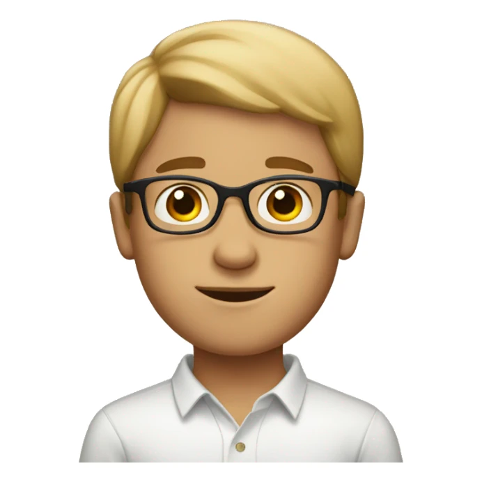 A white and brown boy with glasses sticker