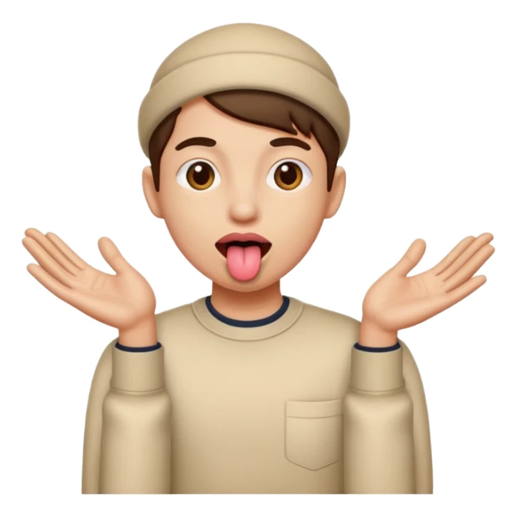 tongue out with hands on the side sticker