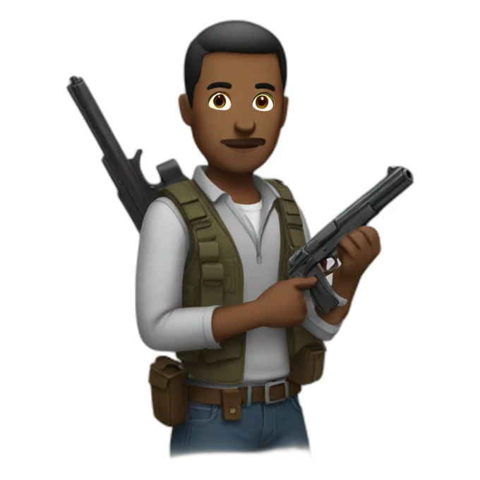 man holding gun sticker