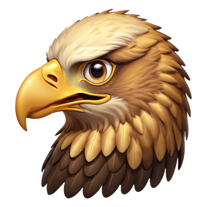 Cinematic Comical Golden Eagle Portrait Emoji, Head tilted dramatically with an exaggeratedly shocked expression, featuring a striking, broad-beaked form with wide, comically expressive eyes full of playful disbelief and richly textured golden feathers, Simplified yet hilariously expressive features, highly detailed, glowing with a slightly sassy amber glow, high shine, dramatic yet playful, stylized with an air of cheeky aerial mischief, soft glowing outline, capturing the essence of a meme-worthy golden eagle that looks ready to side-eye its way into viral fame! sticker