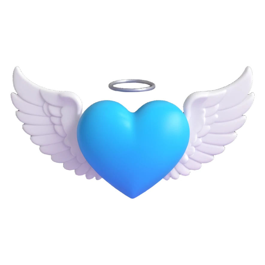 Blue sky blue heart with an angel wing sticker