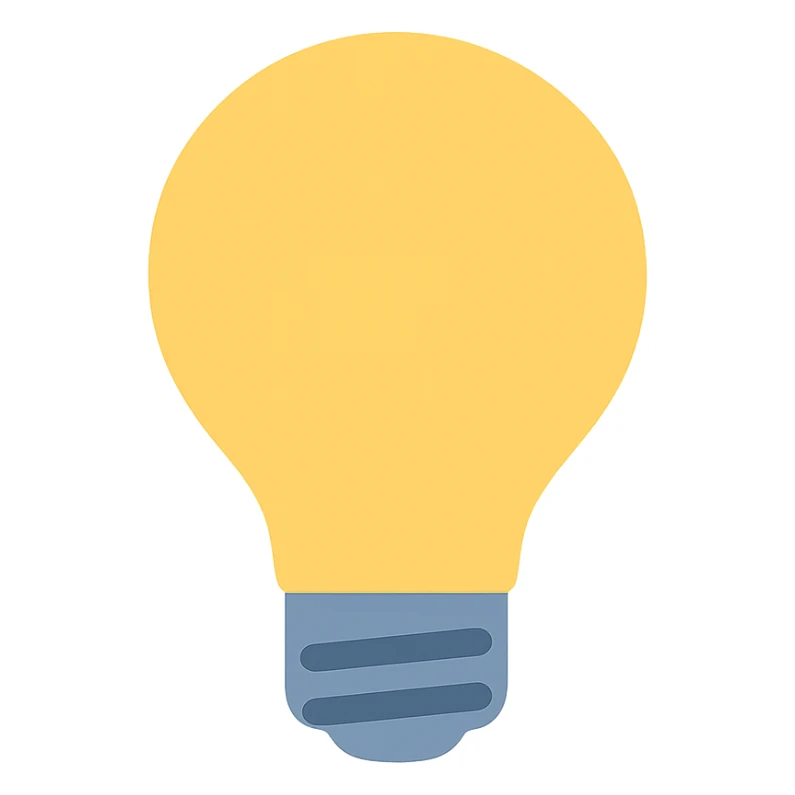 bulb icon, flat color style, contemporary sticker