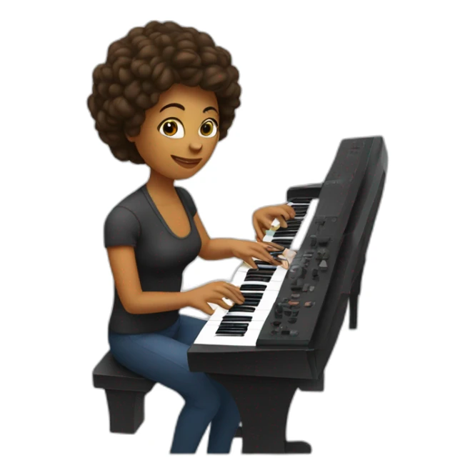 woman playing synthesizer sticker