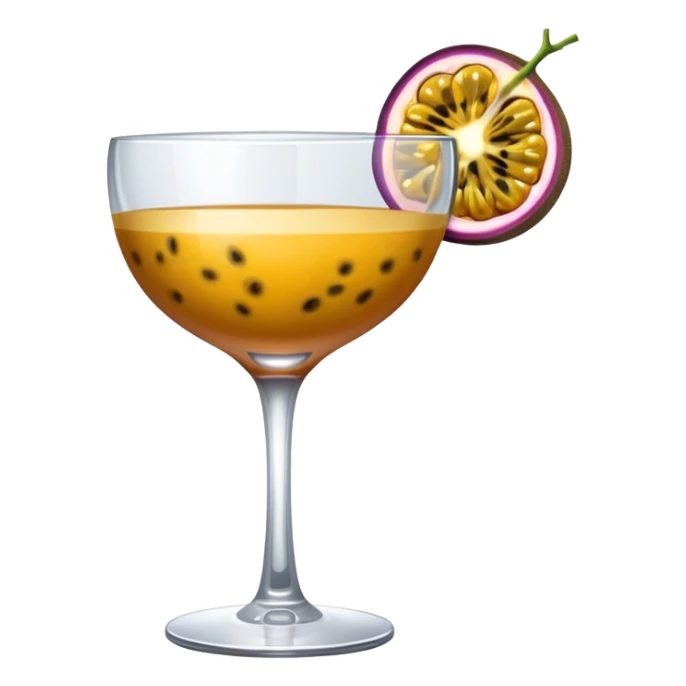 Cocktail glass with half passionfruit sticker