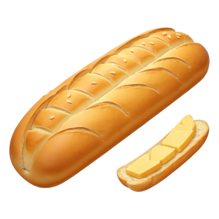 baguette bread object icon, crispy golden crust, detailed bread texture, 3D cartoon, mobile game icon style, centered, soft shadow, clean background, no text, no watermark
 sticker
