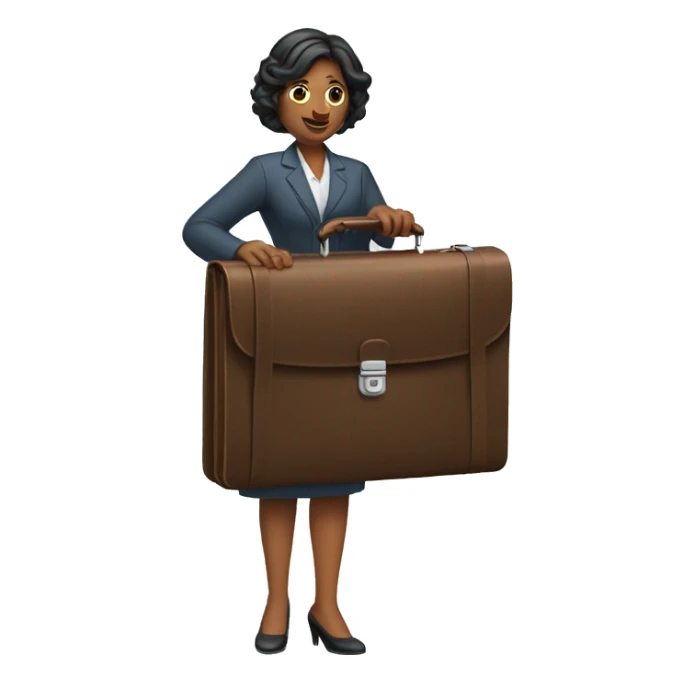 woman holding out briefcase sticker