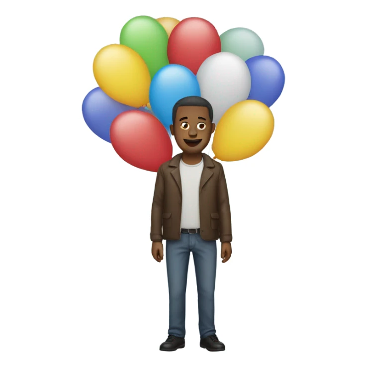 Man with balloons instead of hands sticker