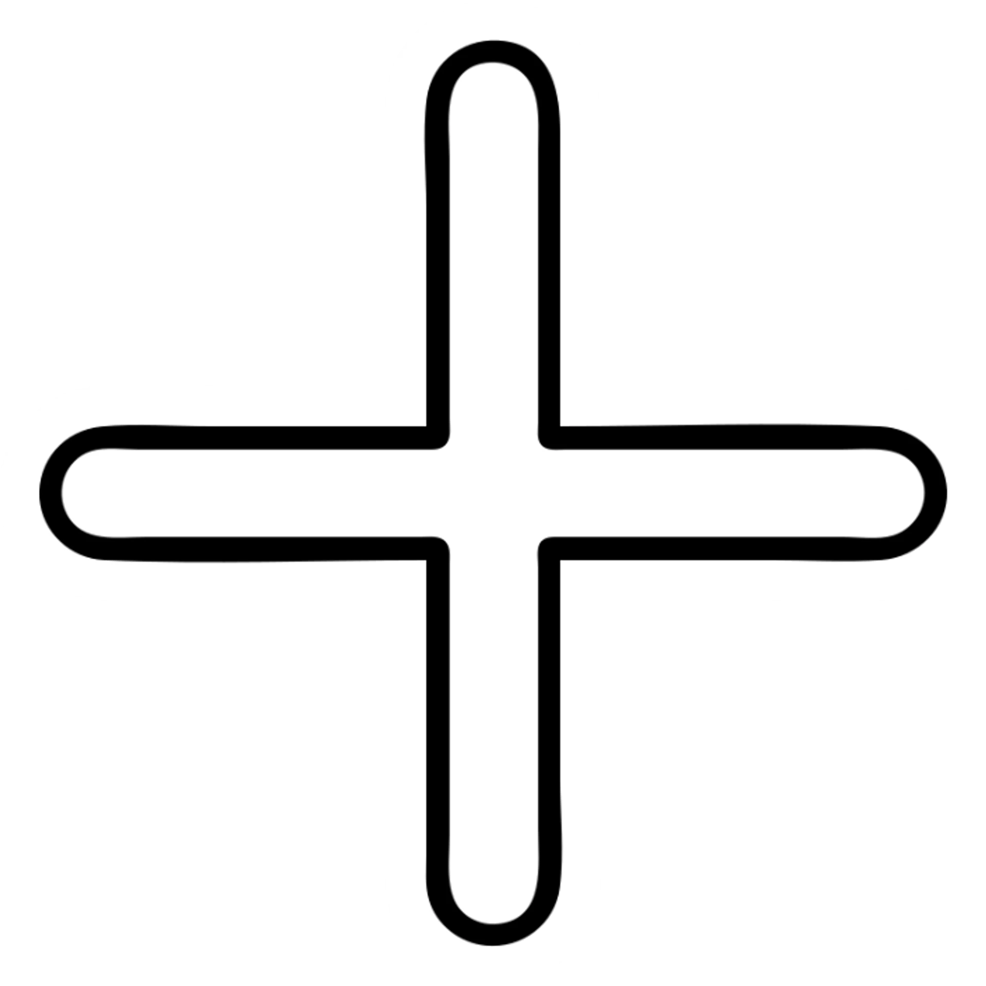 minimalist plus icon, thin black outline, no fill sticker