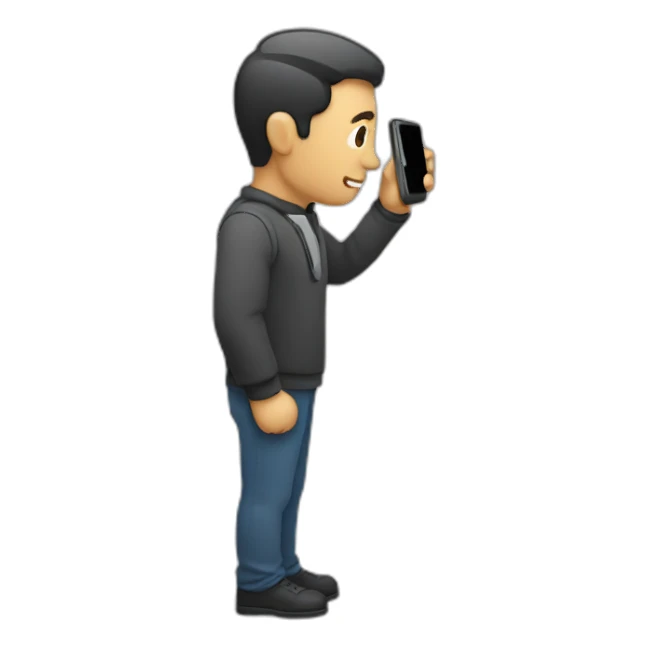 A man talks to his mobile phone sideways sticker