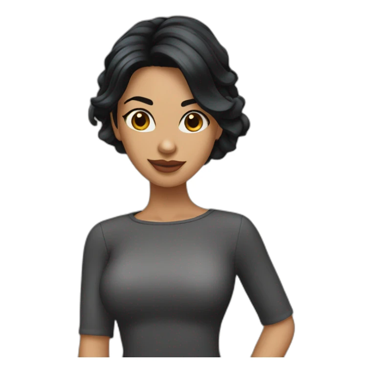 Latina with wolfcut midlong black hair sticker