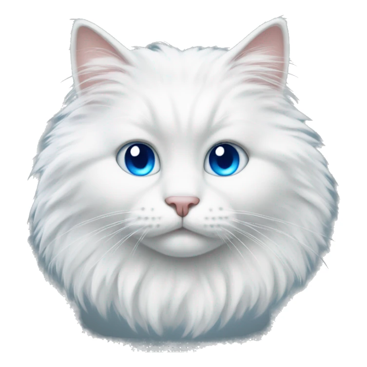 Fluffy white cat with blue eyes  sticker