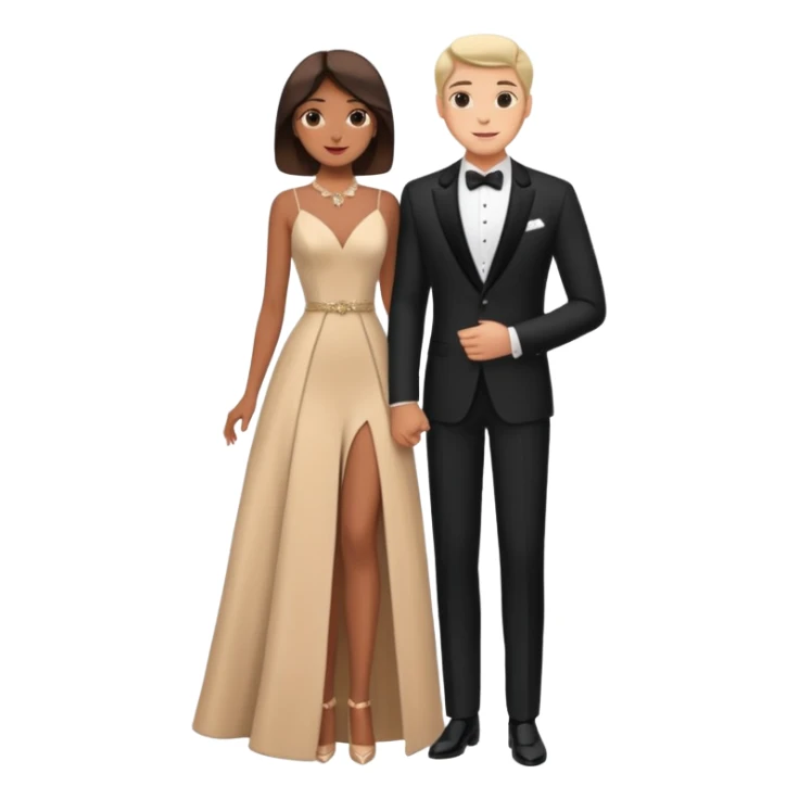 full-length romantic couple in evening outfits sticker