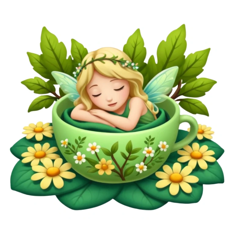 forest fairy dozing inside flower cup blanket sticker