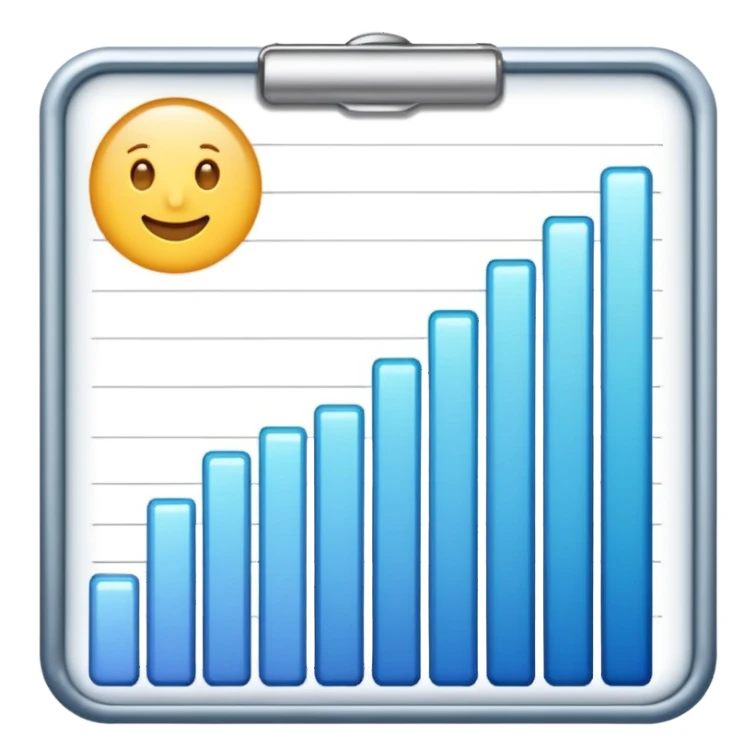 ios style emoji for report sheet consisting multiple graph/ charts with sparkle around the report , no numbers or text sticker