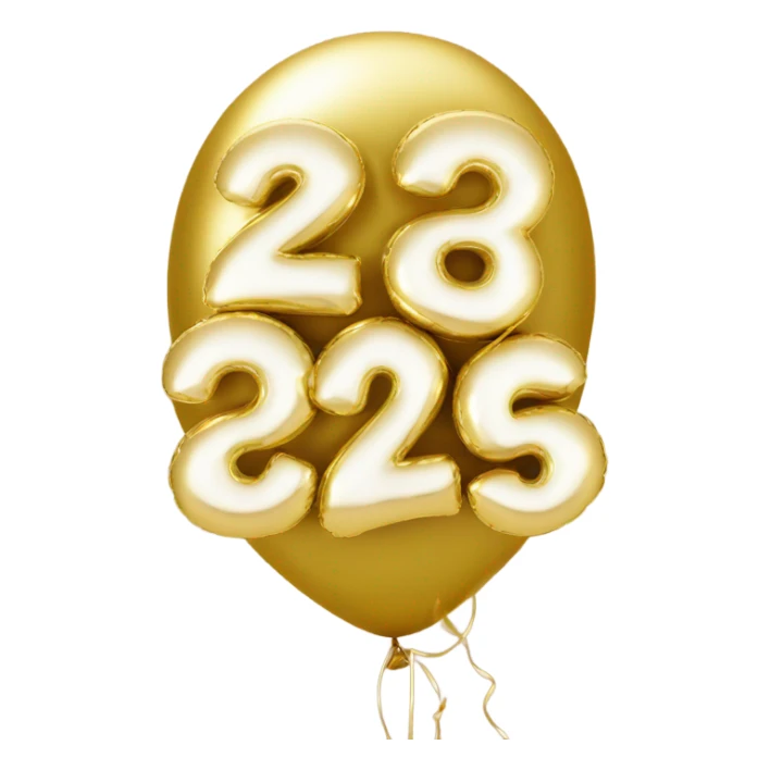 2025 in gold text with a balloon texture sticker