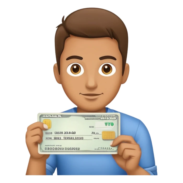 man holding a bank check  sticker