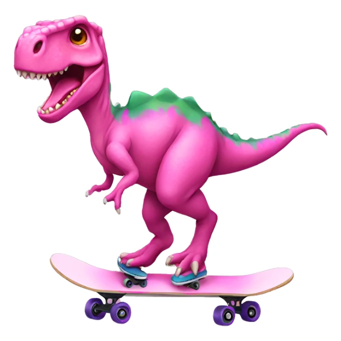 Dinosaur wearing a pink bow skateboarding  sticker
