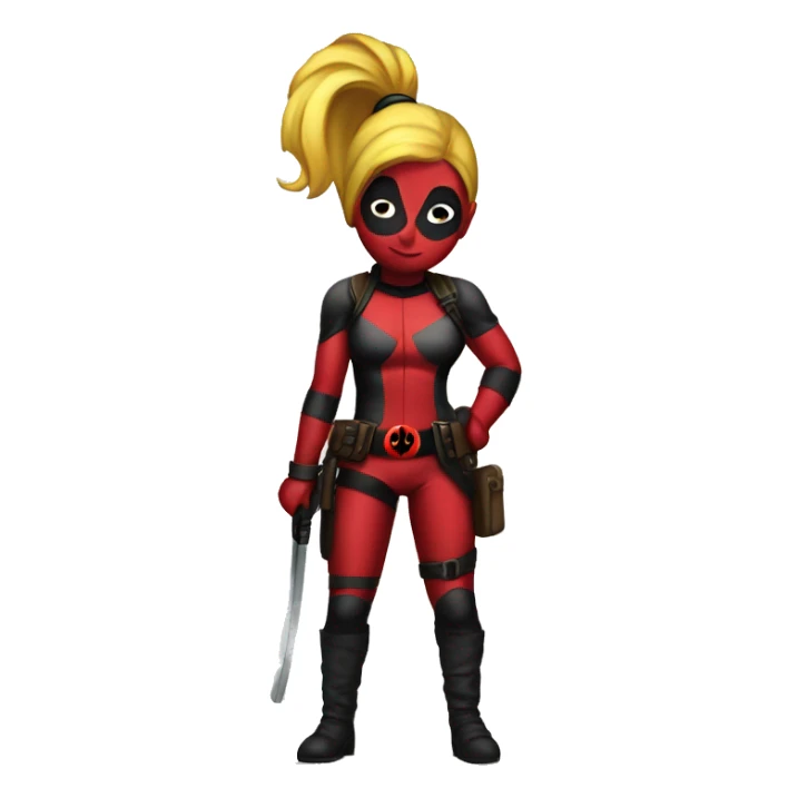 lady deadpool with a high yellow pony tail sticker
