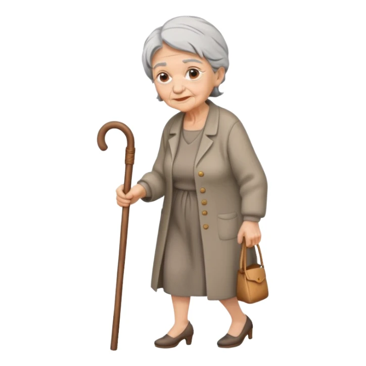 Old woman walking with cane sticker